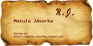 Matula Jávorka névjegykártya